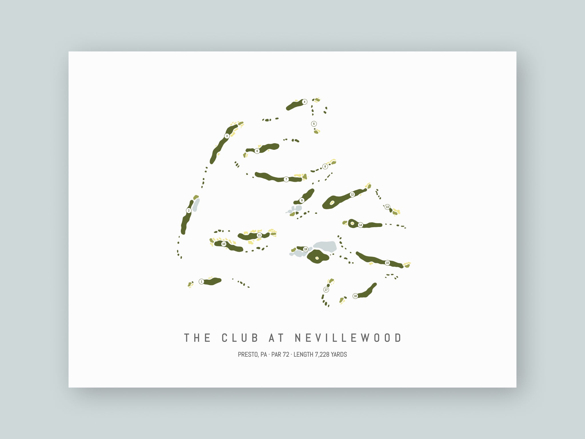 The-Club-at-Nevillewood-PA--Unframed-24x18-With-Hole-Numbers