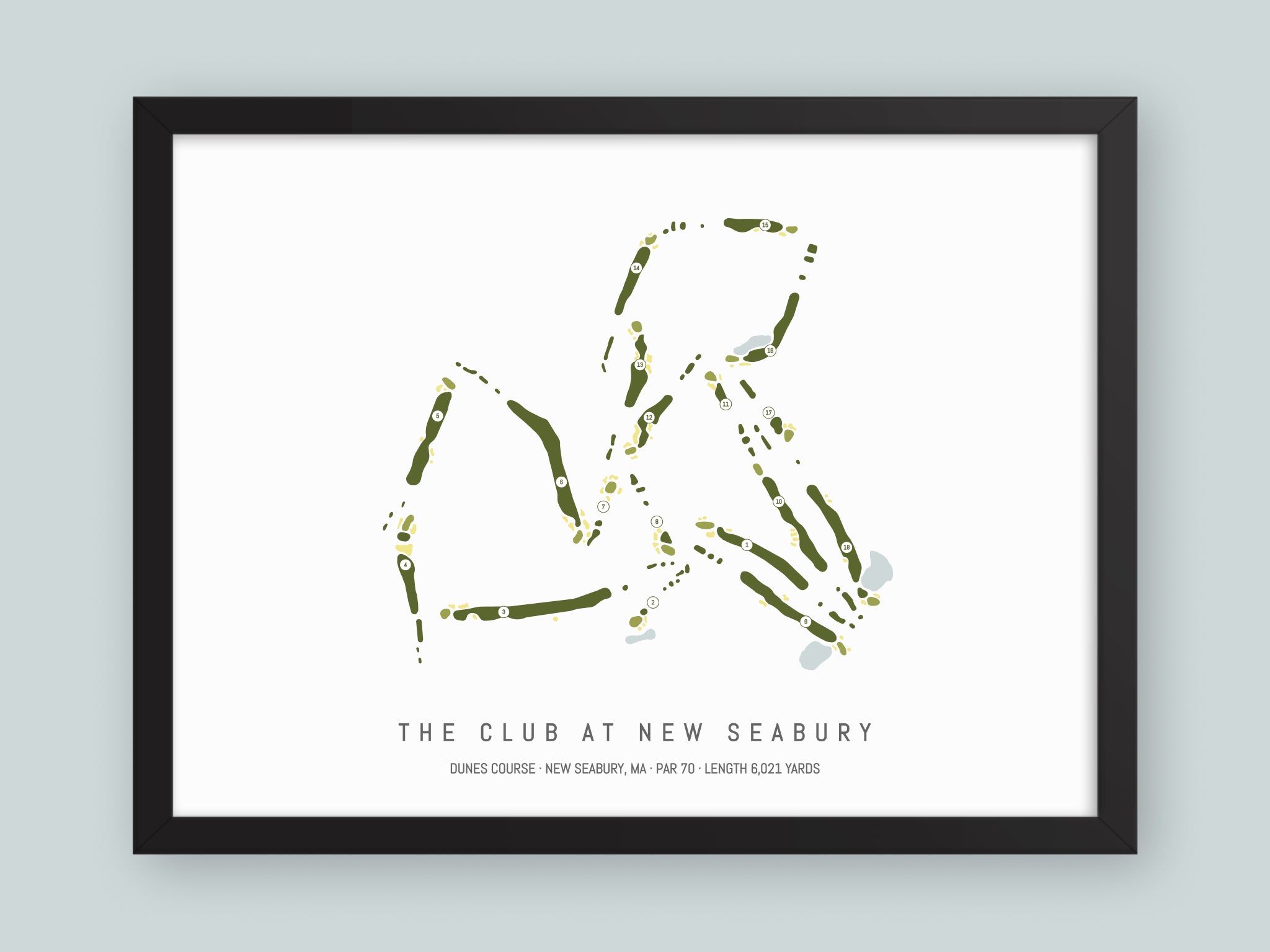 The-Club-at-New-Seabury-Dunes-Course-MA--Black-Frame-24x18-With-Hole-Numbers