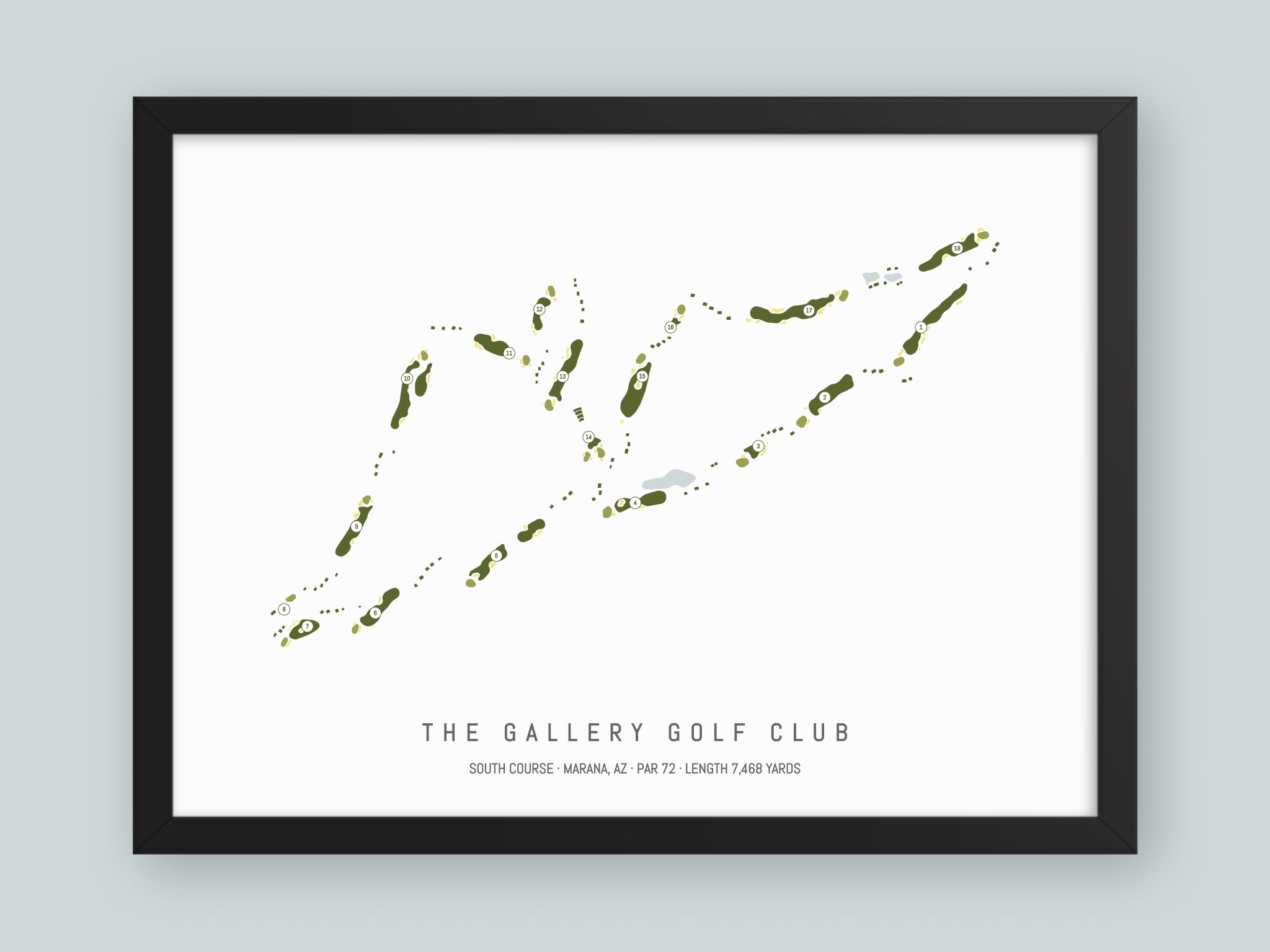 The-Gallery-Golf-Club-South-Course-AZ--Black-Frame-24x18-With-Hole-Numbers