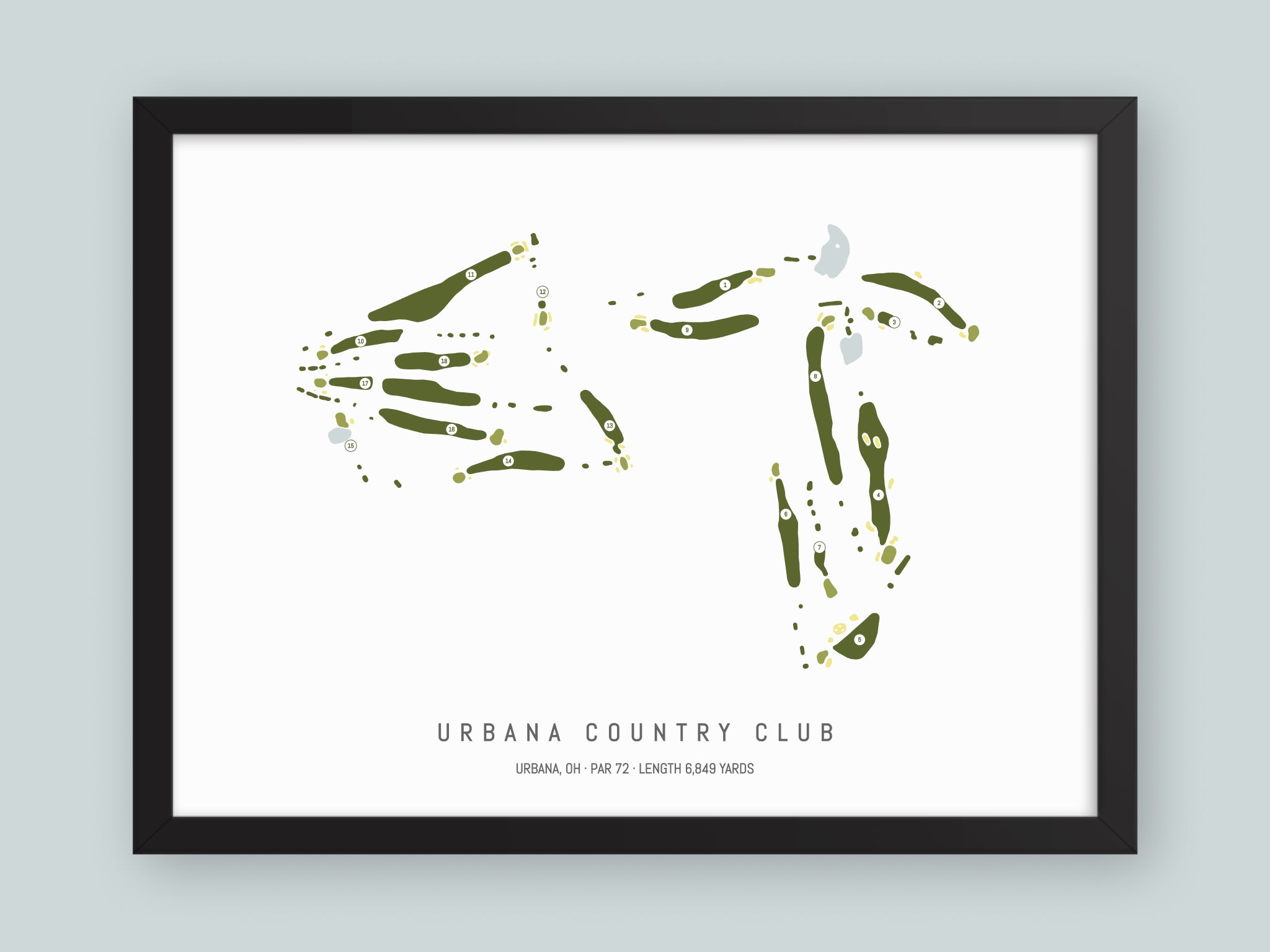 Urbana-Country-Club-OH--Black-Frame-24x18-With-Hole-Numbers
