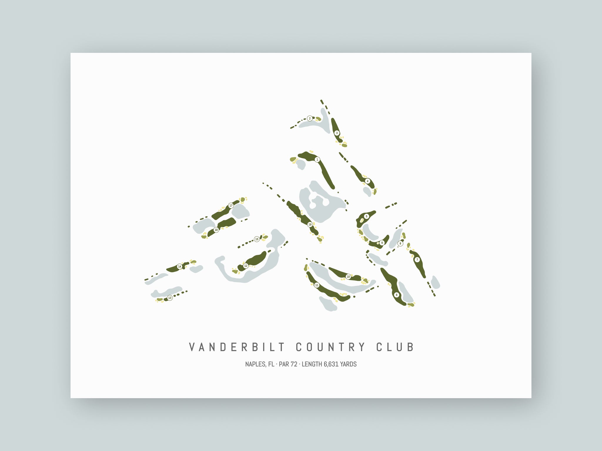 Vanderbilt-Country-Club-FL--Unframed-24x18-With-Hole-Numbers