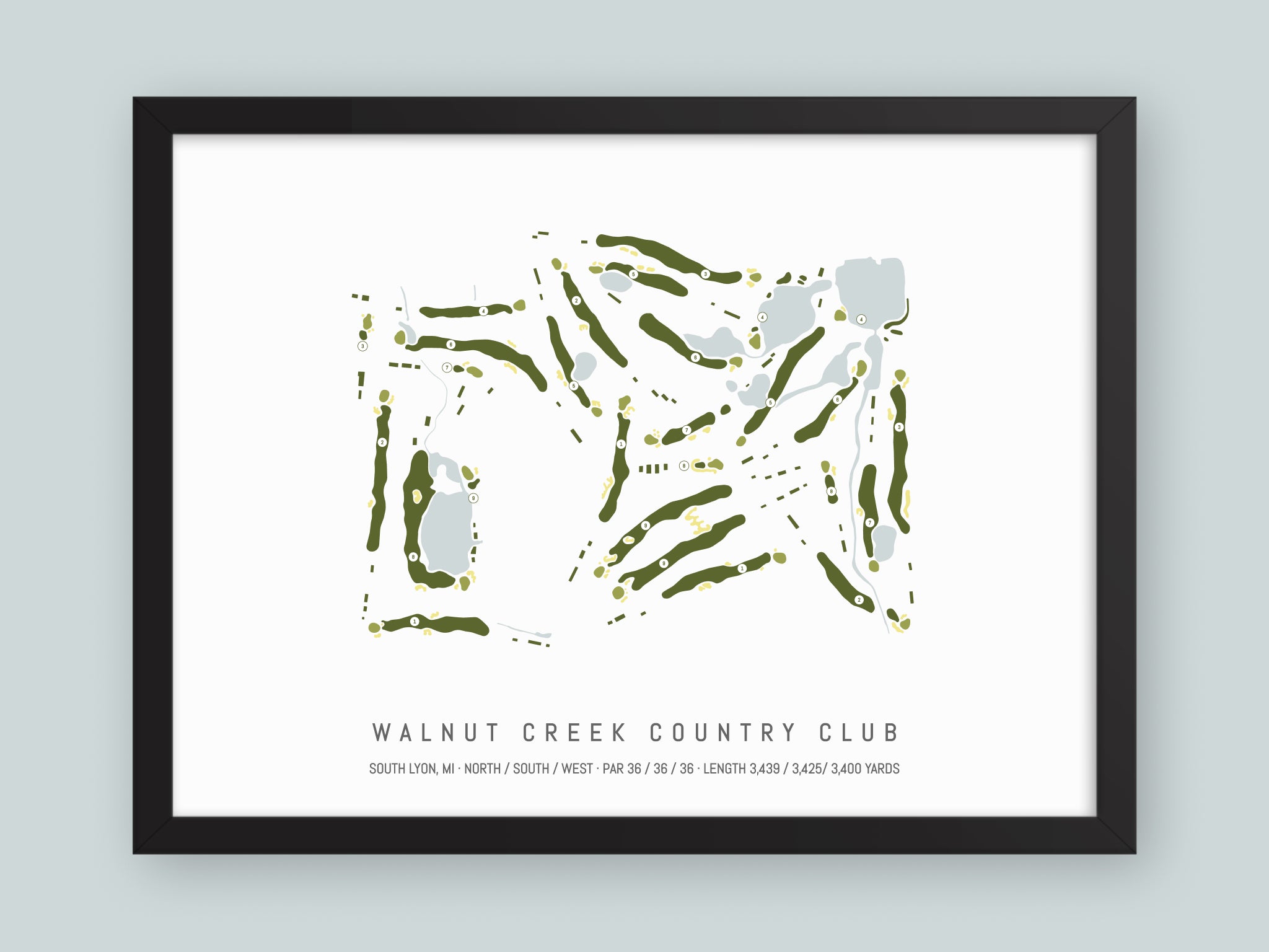 Walnut-Creek-Country-Club-MI--Black-Frame-24x18-With-Hole-Numbers