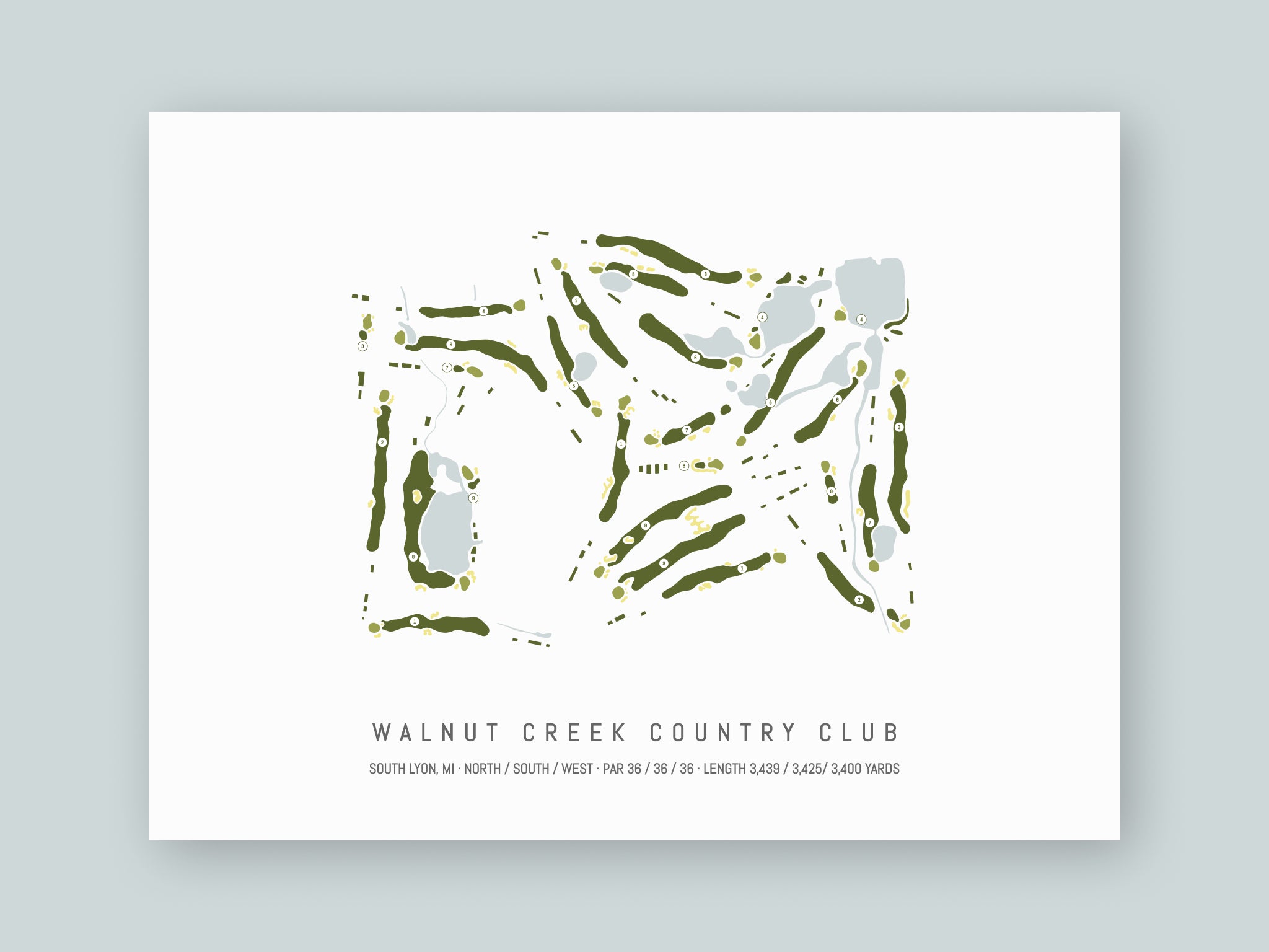 Walnut-Creek-Country-Club-MI--Unframed-24x18-With-Hole-Numbers