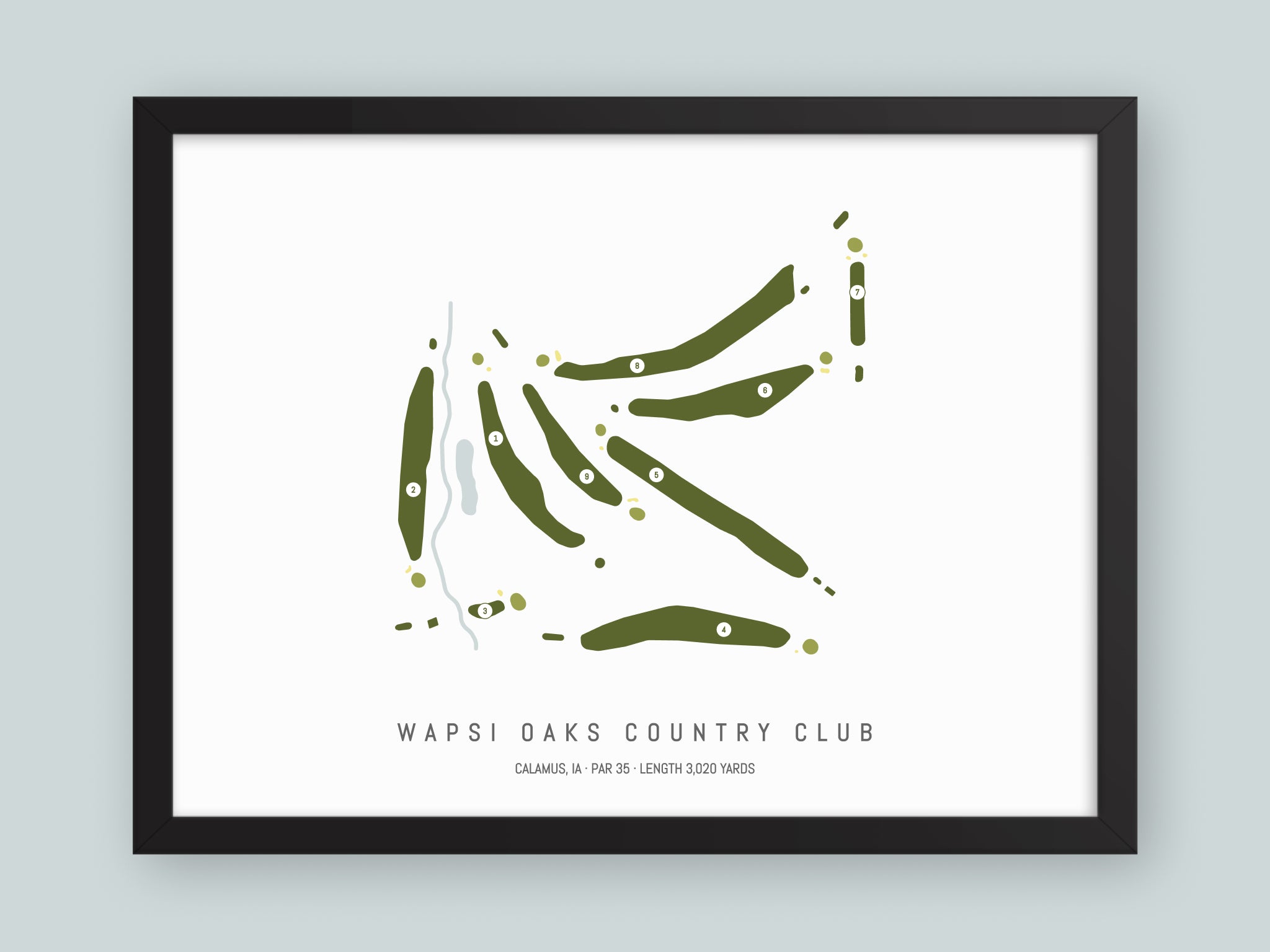 Wapsi-Oaks-Country-Club-IA--Black-Frame-24x18-With-Hole-Numbers