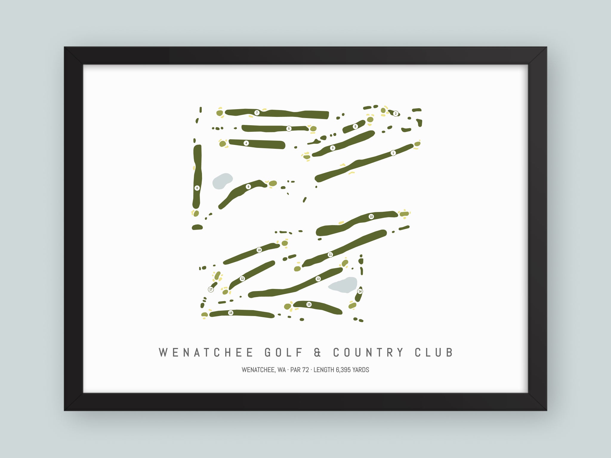 Wenatchee-Golf-And-Country-Club-WA--Black-Frame-24x18-With-Hole-Numbers