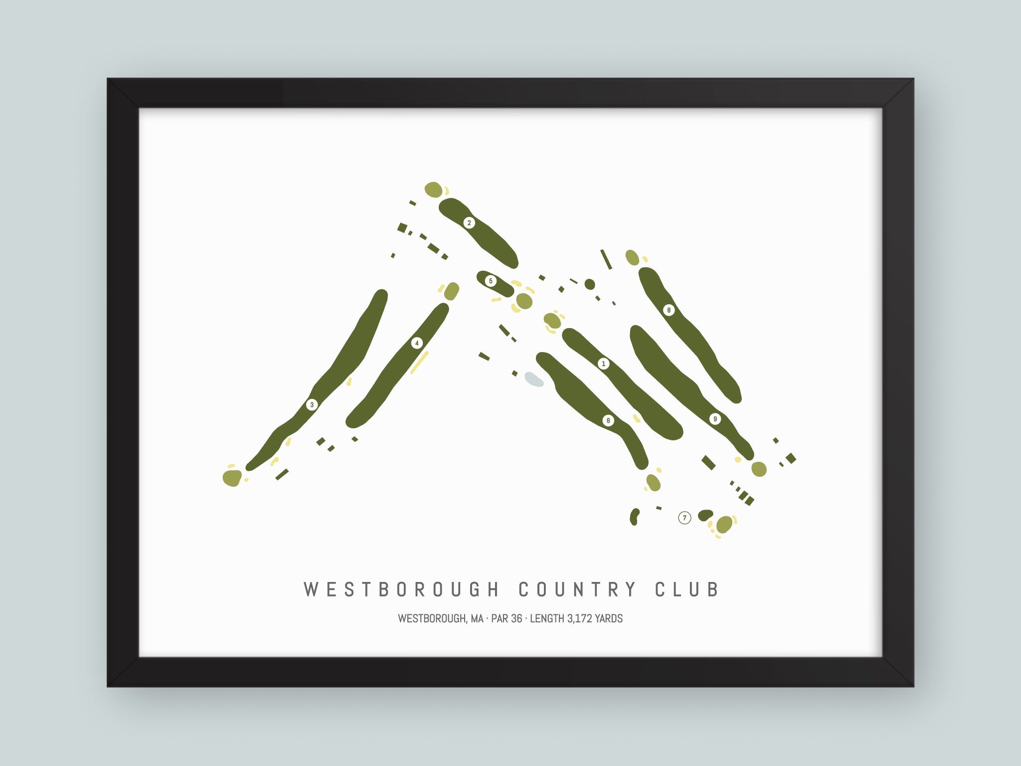 Westborough-Country-Club-MA--Black-Frame-24x18-With-Hole-Numbers