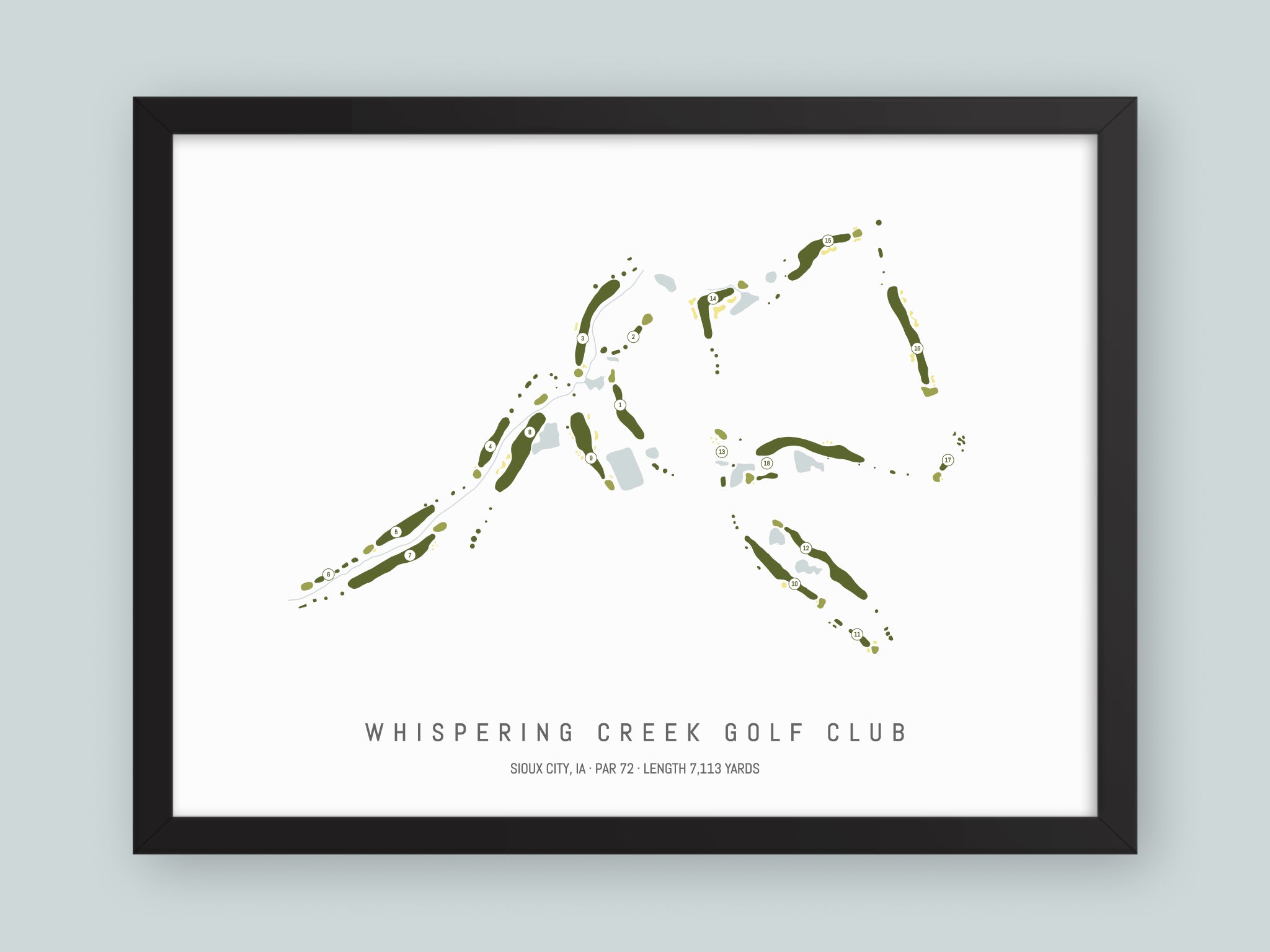Whispering-Creek-Golf-Club-IA--Black-Frame-24x18-With-Hole-Numbers