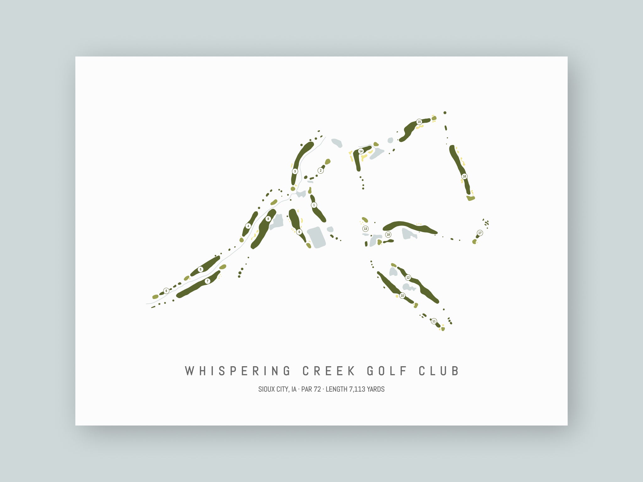 Whispering-Creek-Golf-Club-IA--Unframed-24x18-With-Hole-Numbers