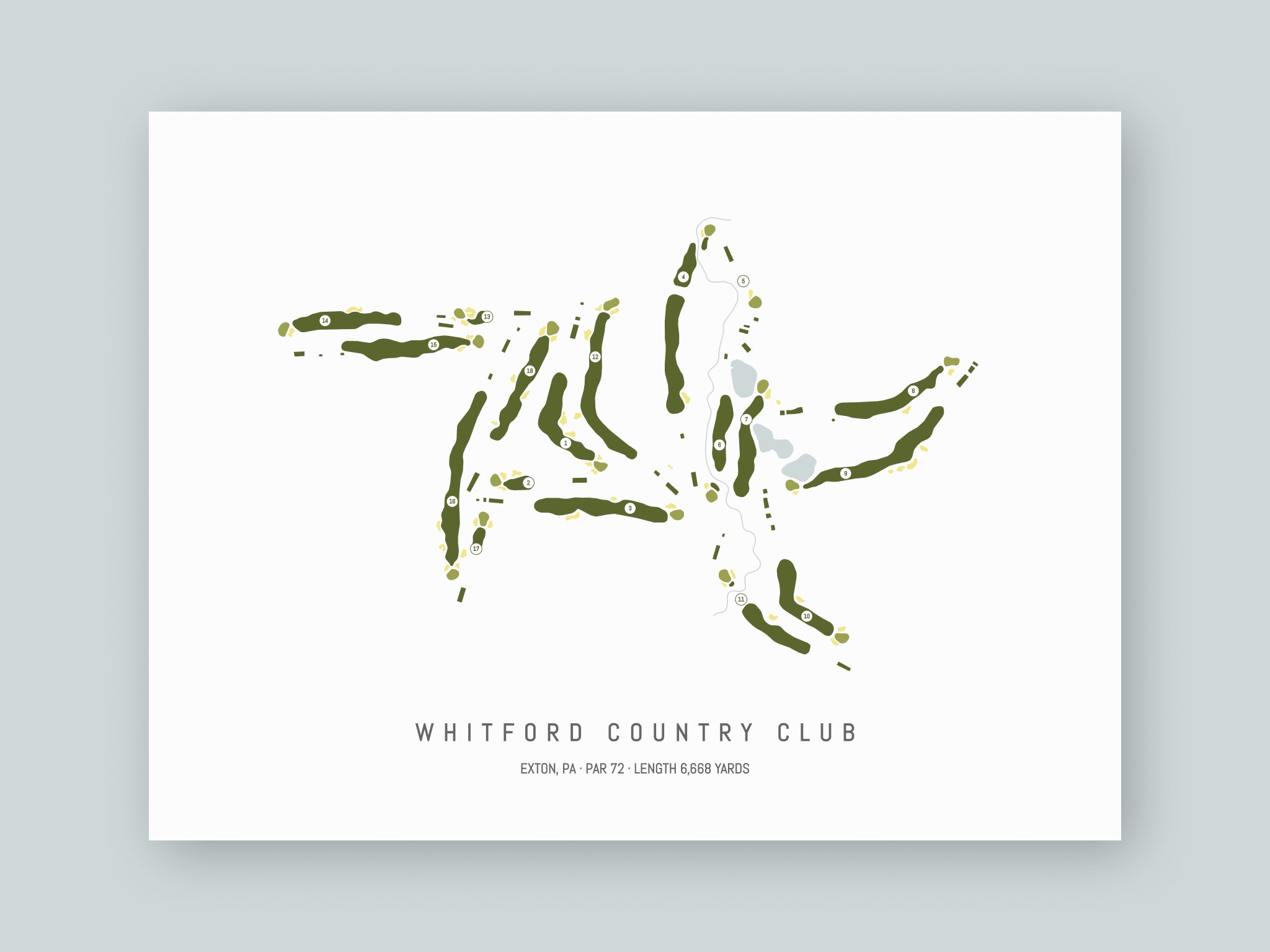 Whitford-Country-Club-PA--Unframed-24x18-With-Hole-Numbers