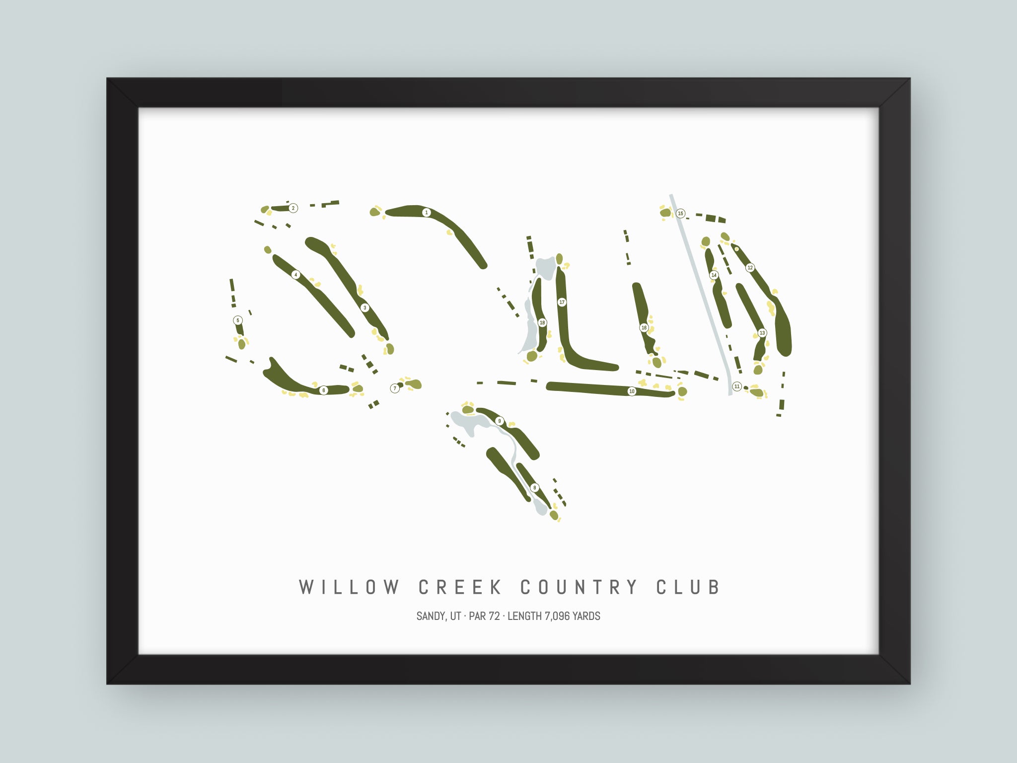 Willow-Creek-Country-Club-UT--Black-Frame-24x18-With-Hole-Numbers