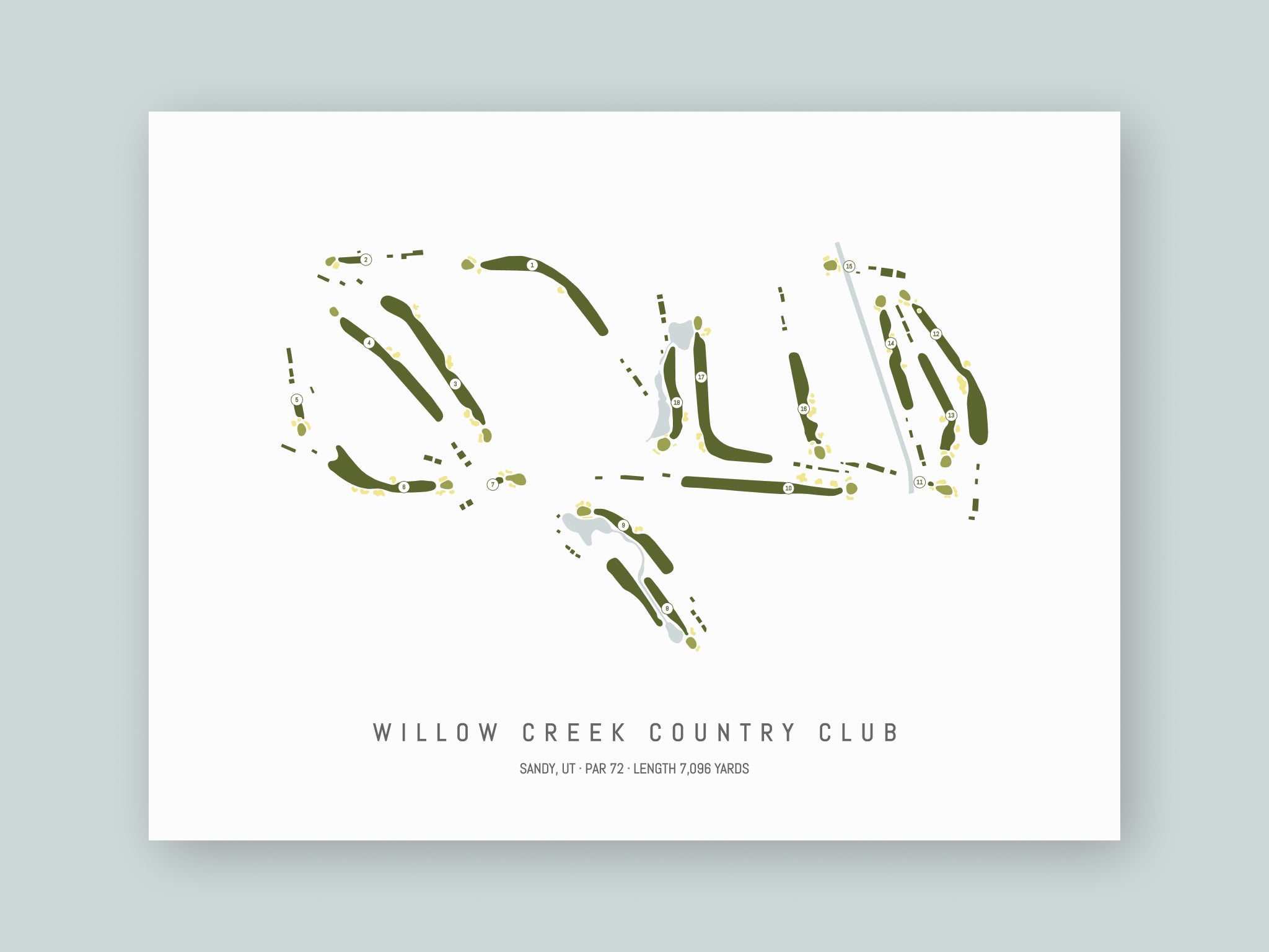 Willow-Creek-Country-Club-UT--Unframed-24x18-With-Hole-Numbers