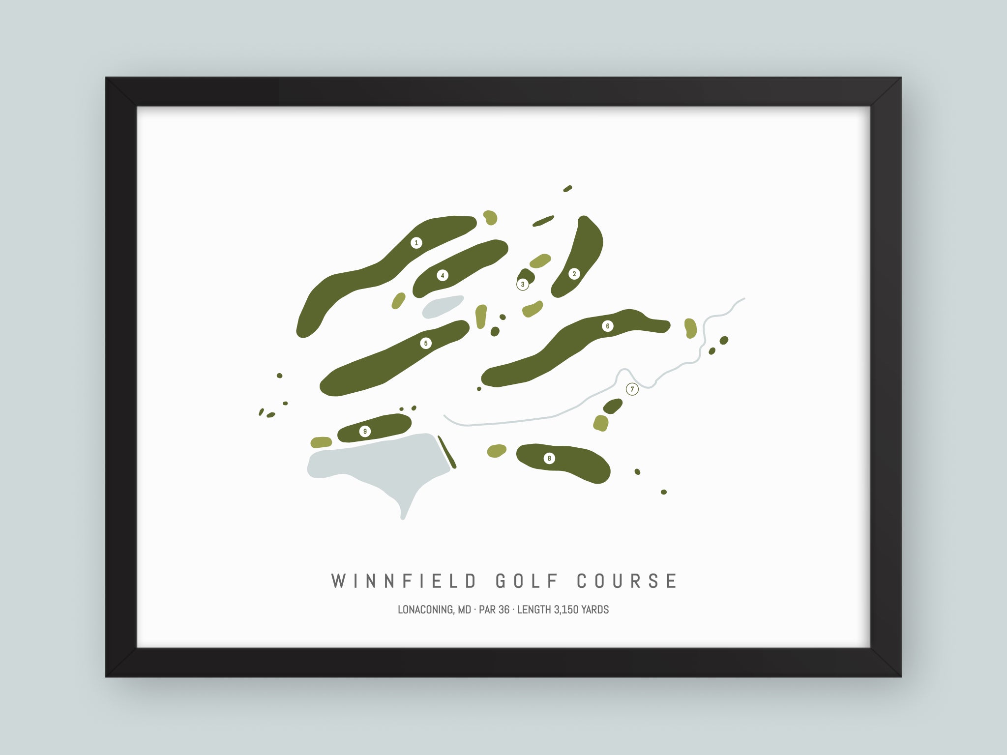 Winnfield-Golf-Course-MD--Black-Frame-24x18-With-Hole-Numbers