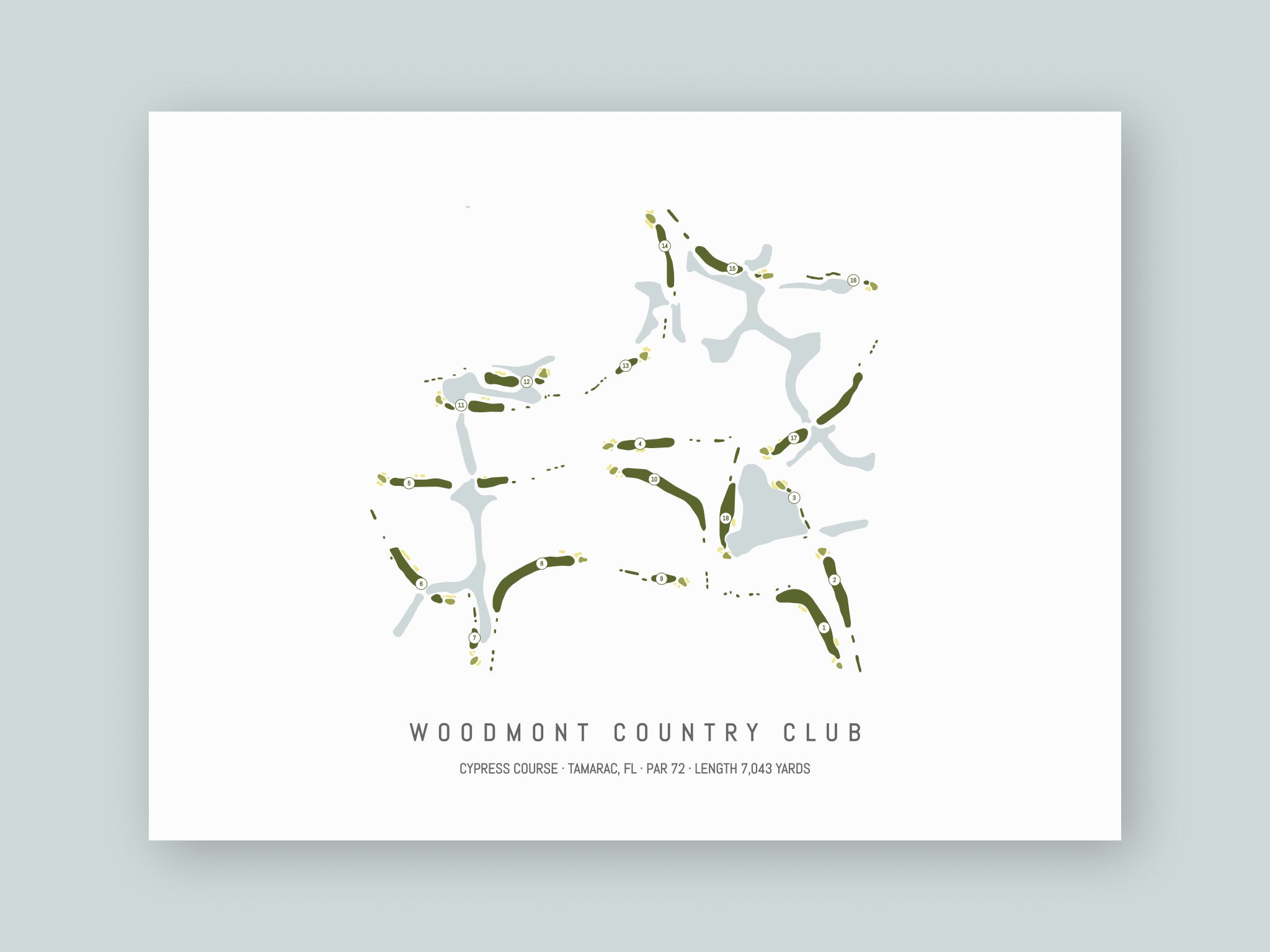 Woodmont-Country-Club-Cypress-Course-FL--Unframed-24x18-With-Hole-Numbers
